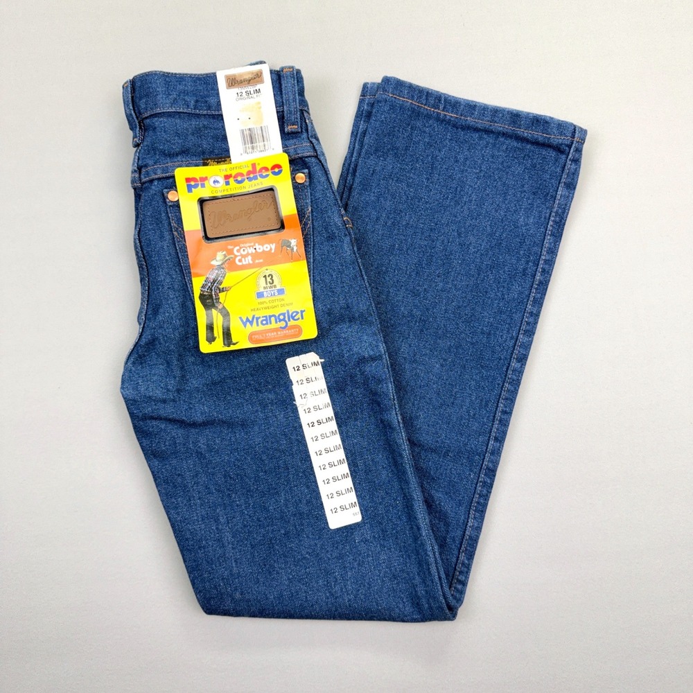 Wrangler Pro Rodeo Cowboy Cut Slim Fit Jeans Size 12 Cotton Denim Blue Western